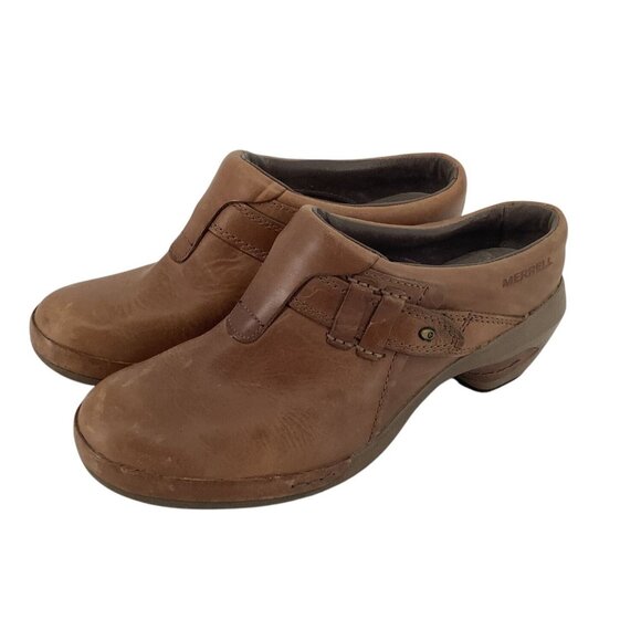 Merrell Luxe Plunge Brown Leather Mule Clog Shoes Women Sz 8.5 - Picture 5 of 7